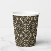 Gold n Brown Geometric Pattern / Indische Printwer Pappbecher (Rechts)