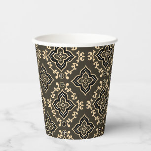 Gold n Brown Geometric Pattern / Indische Printwer Pappbecher