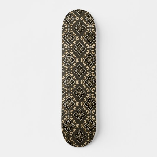 Gold n Brown Geometric Pattern / Indische Printwer Skateboard (Vorne)