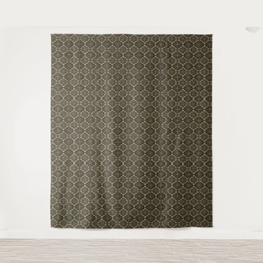 Gold n Brown Geometric Pattern / Indische Printwer Wandteppich (Vorderseite)