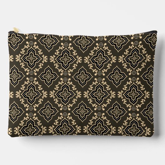 Gold n Brown Geometric Pattern / Indische Printwer Zubehörtasche (Vorderseite)