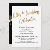 Gold nach der Hochzeitsfeier, Bokeh Black Einladung (Vorne/Hinten)