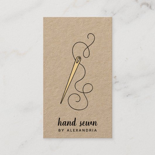 Gold-Nadel und Thread | Vertikale Kraft Visitenkarte (Vorderseite)