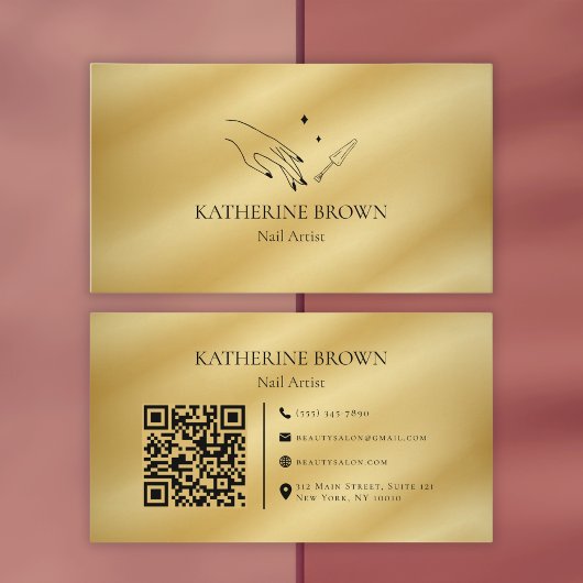 Gold-Nageldesigner-QR-Code für Profis Visitenkarte