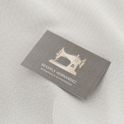 Gold Nähmaschine Seamress Grau Linen Visitenkarte