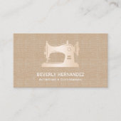 Gold Nähmaschine Seamstress Beige Linen Visitenkarte (Vorderseite)