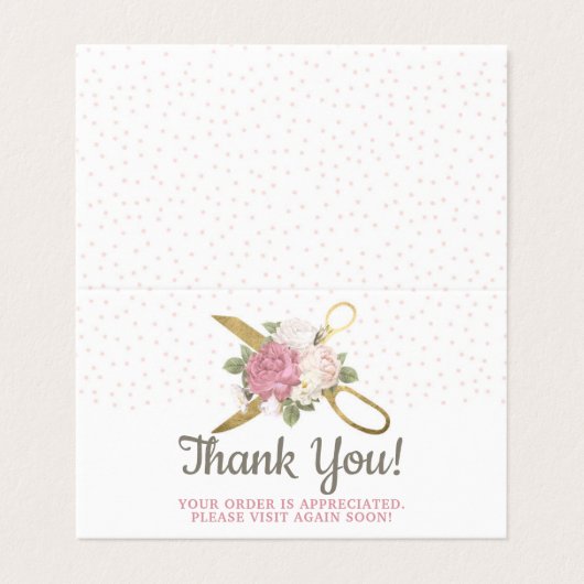 Gold Nähschere & Shabby Chic Danke Karte (Außenseite Aufgefaltet)