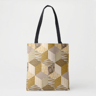 Gold nahtlose Patchwork-Muster. Vintager Illustrat Tasche