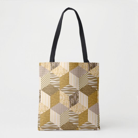 Gold nahtlose Patchwork-Muster. Vintager Illustrat Tasche (Vorderseite)