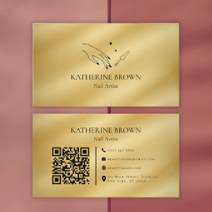 Gold Nail Artist QR Code for Professionals Visitenkarte