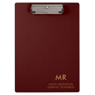 Gold Name Monogramm Branding Rote Klemmmappe Klemmbrett