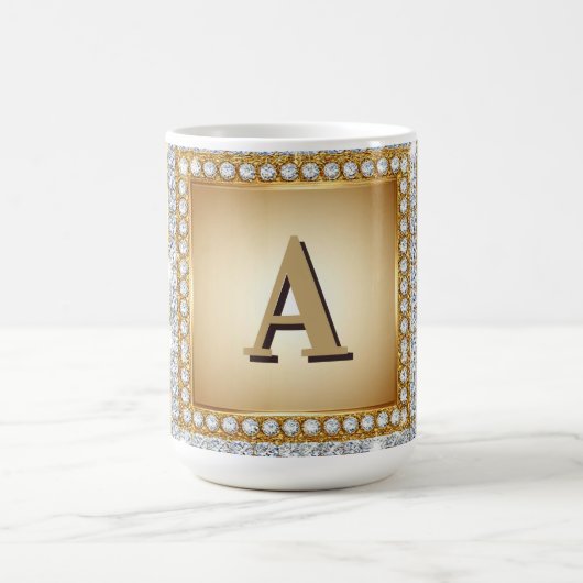 ✨ Gold Name Monogramm Diamantrahmen ✨ Kaffeetasse (Mittel)