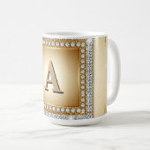 ✨ Gold Name Monogramm Diamantrahmen ✨ Kaffeetasse (VorderseiteRechts)