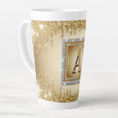 ✨ Gold Name Monogramm Diamantrahmen ✨ Milchtasse (Linke Ecke)