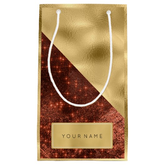Gold Name Spark Honey Maroon Name Favor Kleine Geschenktüte (Vorderseite)