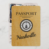 Gold Nashville Passport Save the Date (Vorne/Hinten)