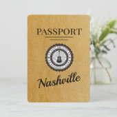 Gold Nashville Passport Save the Date (Stehend Vorderseite)