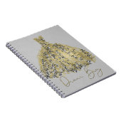 Gold Natural Gray Modernes botanisches Kleid Traum Notizblock (Rechte Seite)