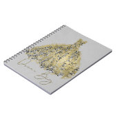 Gold Natural Gray Modernes botanisches Kleid Traum Notizblock (Linke Seite)