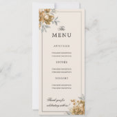 Gold Natural Rustic Floral Wedding Program Menu Einladung (Rückseite)