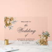 Gold Natürliche Rustikale Florale Elegante Skript Acrylschild (Hochzeit)