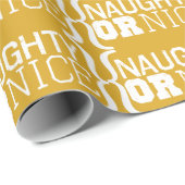 Gold-Naughty oder Nice White Text Wrapping Paper Geschenkpapier (Rolleneckpunkt)