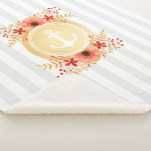 Gold Nautic Anchor Wasserfarbe Floral Strichen Sherpadecke (3/4)