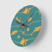Gold Nautic Pattern Runde Wanduhr (Winkel)