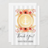 Gold Nautical Anchor Aquarellfarben Vielen Dank Dankeskarte (Vorne/Hinten)