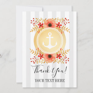 Gold Nautical Anchor Aquarellfarben Vielen Dank Dankeskarte