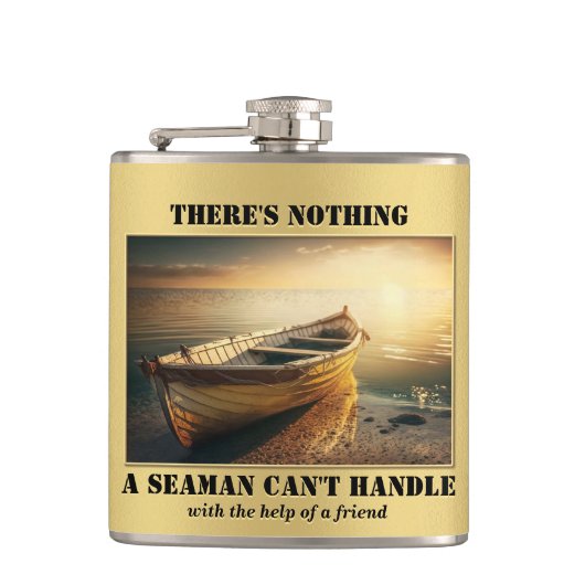 Gold Nautical Boat Flachmann (Vorderseite)