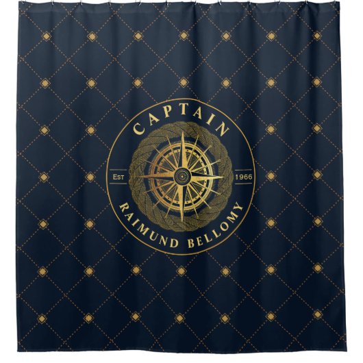 Gold Nautical Duschvorhang (Vorderseite)