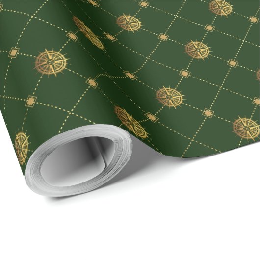 Gold Nautical Geschenkpapier (Rolleneckpunkt)