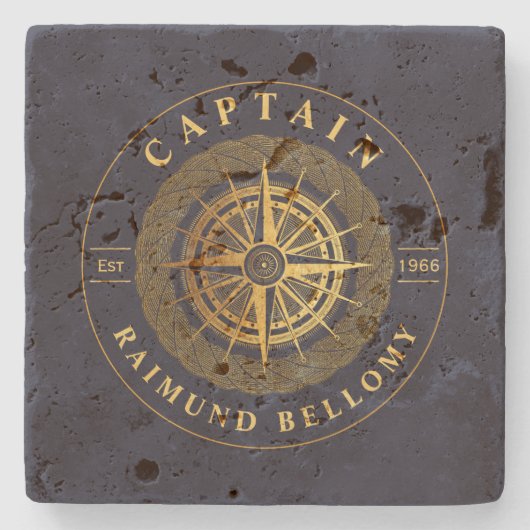 Gold Nautical Steinuntersetzer (Vorderseite)