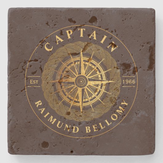 Gold Nautical Steinuntersetzer (Vorderseite)