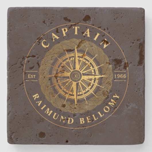 Gold Nautical Steinuntersetzer (Vorderseite)