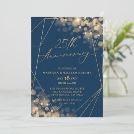 Gold & Navy 25. Hochzeitstag Einladung