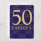 Gold Navy 50 and Fabulous | 50th Birthday Simple Einladung (Rückseite)