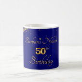 Gold & Navy 50th Birthday Party Invitation Kaffeetasse (Mittel)