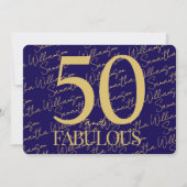 Gold & Navy | 50th Elegant Fabulous Birthday Party Einladung (Rückseite)