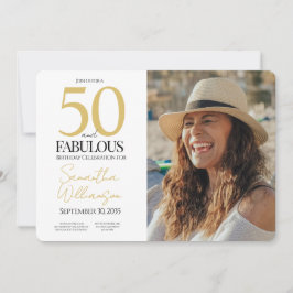 Gold & Navy | 50th Elegant Fabulous Birthday Party Einladung