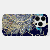 Gold Navy Black Peacock Gold Swirl Case-Mate iPhone Hülle (Rückseite (Horizontal))
