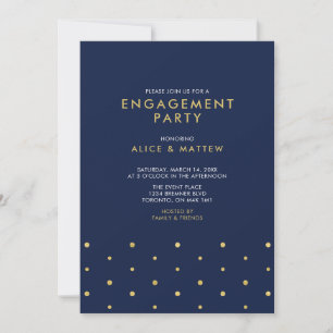 Gold & Navy Blau Chic Moderne Verlobungsparty Einladung