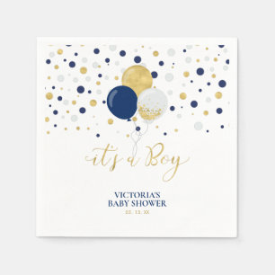 Gold & Navy Blau It's a Boy Baby Shower Servietten