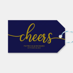 Gold Navy Blau Kalligrafie Prost Weinschriftanhäng Geschenkanhänger