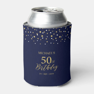 Gold Navy Blau Konfetti 50. Geburtstagsfeier Favor Dosenkühler