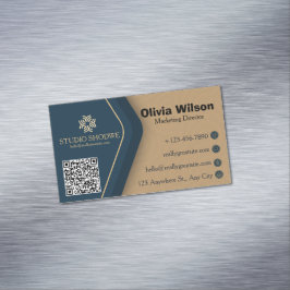Gold Navy Blau Modern Elegant Magnetische Visitenkarte