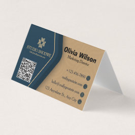 Gold Navy Blau Modern Elegant Visitenkarten