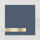 Gold Navy Blau Moderne einfache Minimal Brushed Me Quadratische Visitenkarte (Vorderseite)