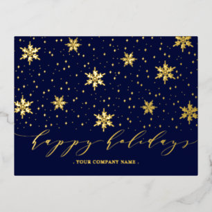 Gold & Navy Blau Weihnachts-Folie-Postkarte Folien Feiertagspostkarte